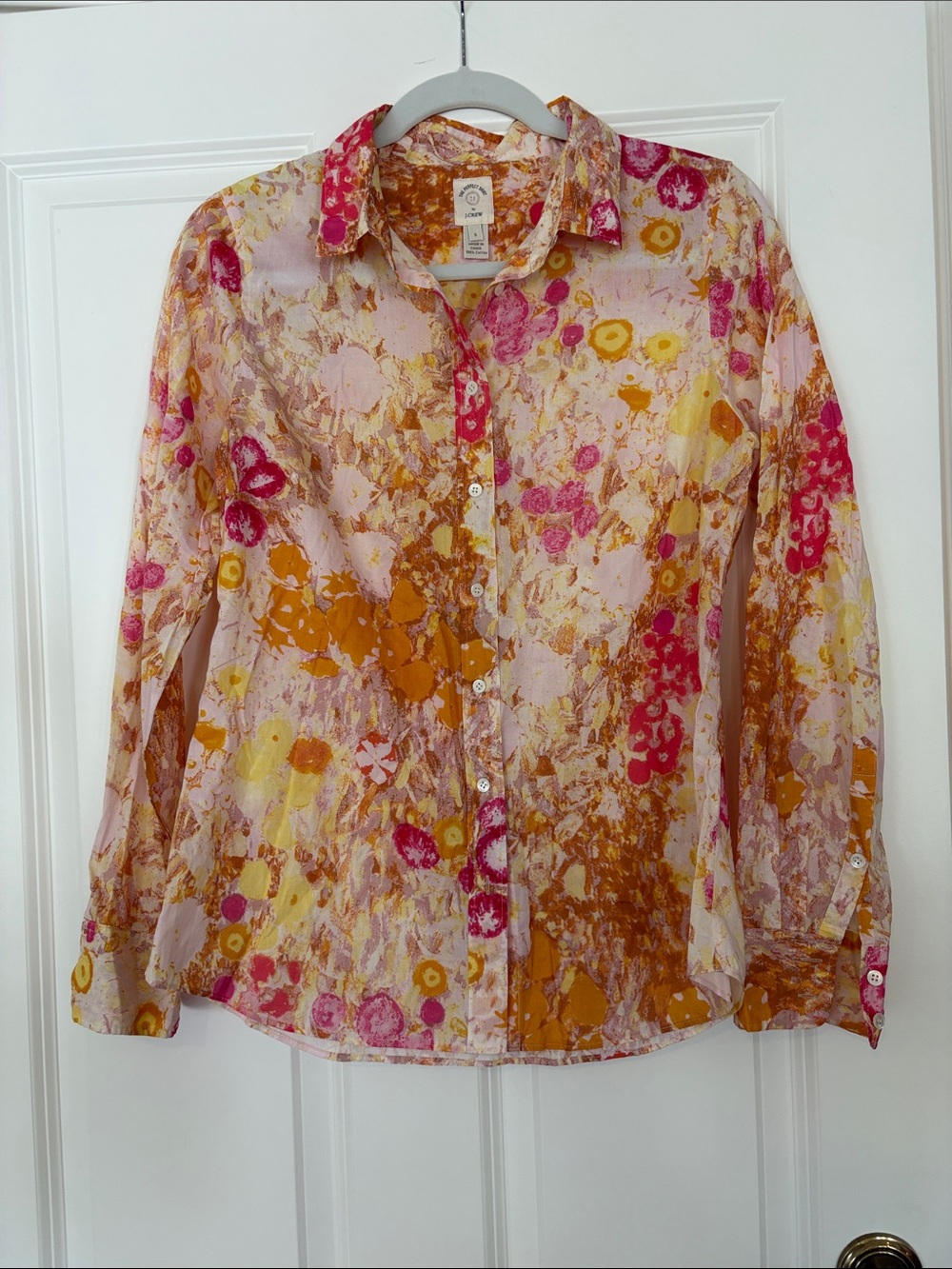 J. Crew Pink, Mustard & Orange Floral Button-Down Shirt